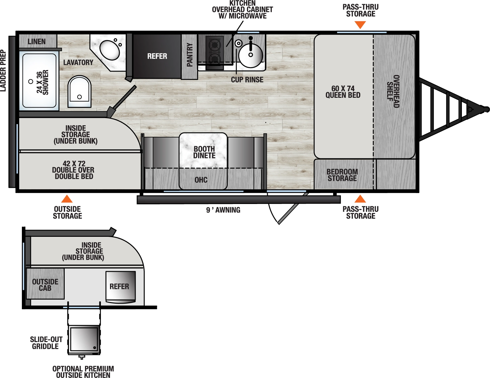 Clipper Travel Trailers 18BH Floorplan